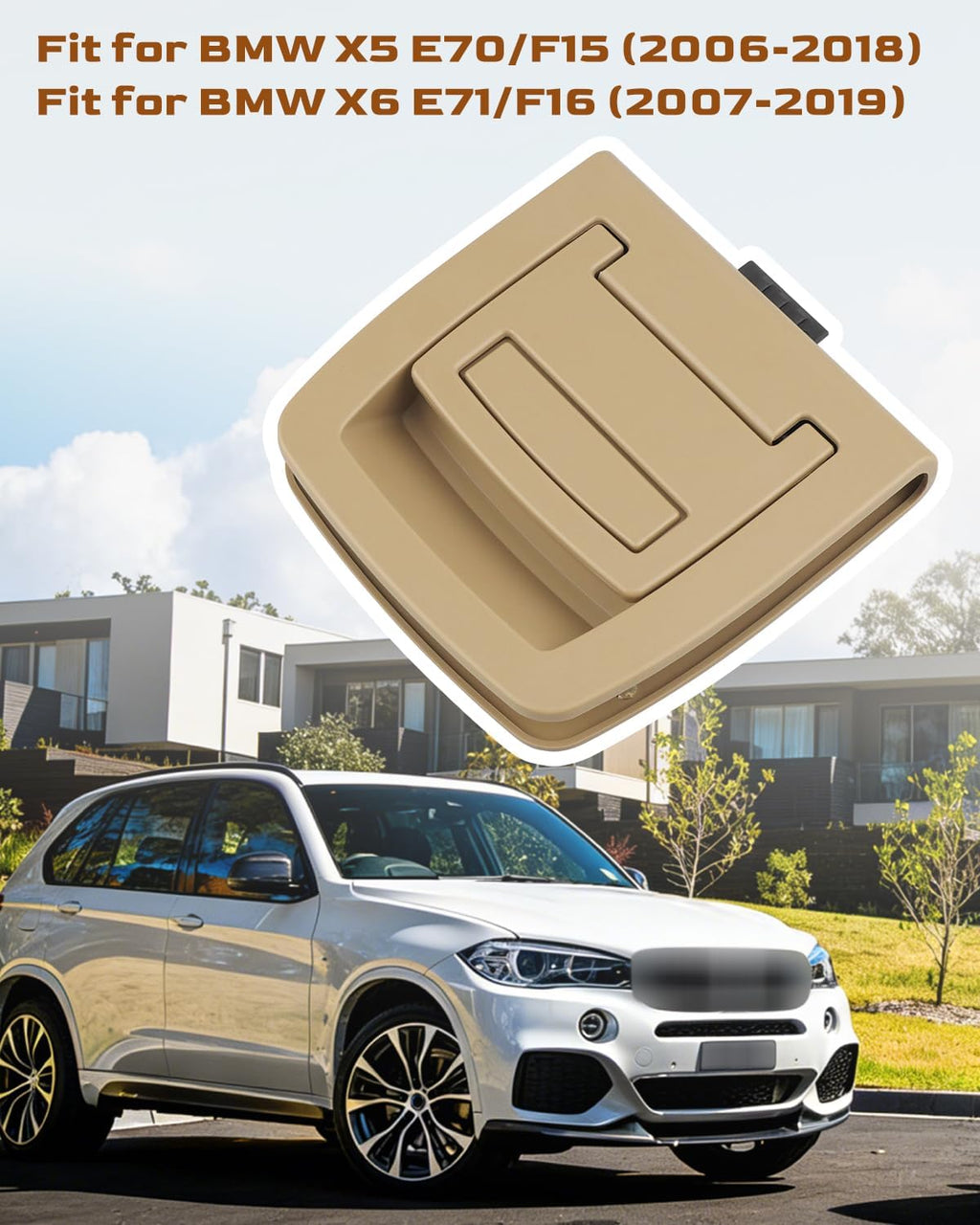 Rear Trunk Floor Mat Handle 51479120283 Fit for BMW X5 E70/F15 2006-2018 for X6 E71/F16 2007-2019 Repalcement Without Locking Function, Beige