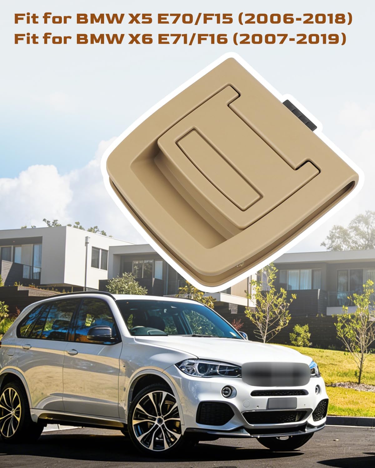 Rear Trunk Floor Mat Handle 51479120283 Fit for BMW X5 E70/F15 2006-2018 for X6 E71/F16 2007-2019 Repalcement Without Locking Function, Beige