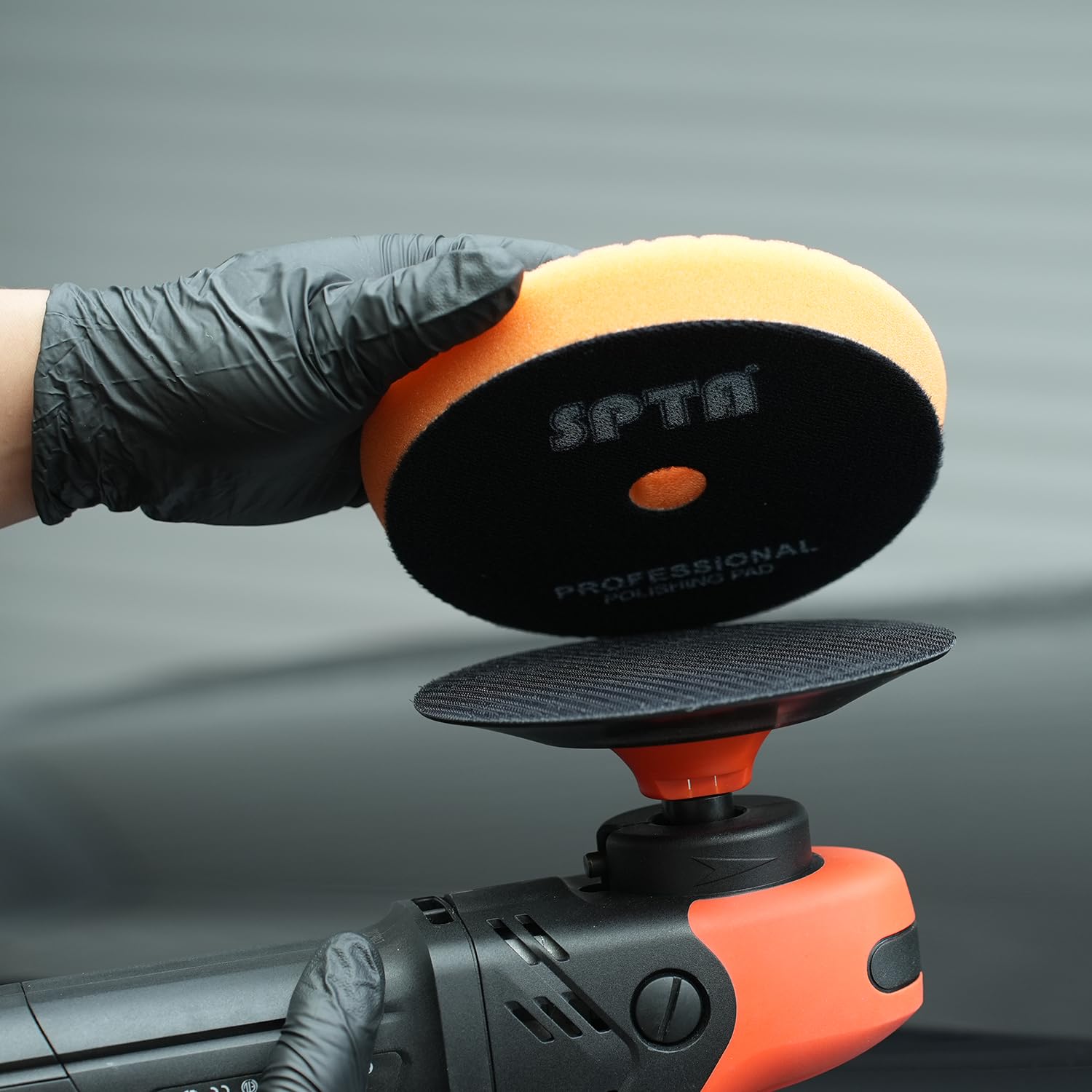 SPTA 2Pcs RO Rotary Flexible Backing Plate, Hoop-and-Loop Face PU Soft Backing Pad Used On Rotary Polisher Sander for Sanding Polishing Buffing Finishing (M14 Thread, Orange, 6Inch (150mm))