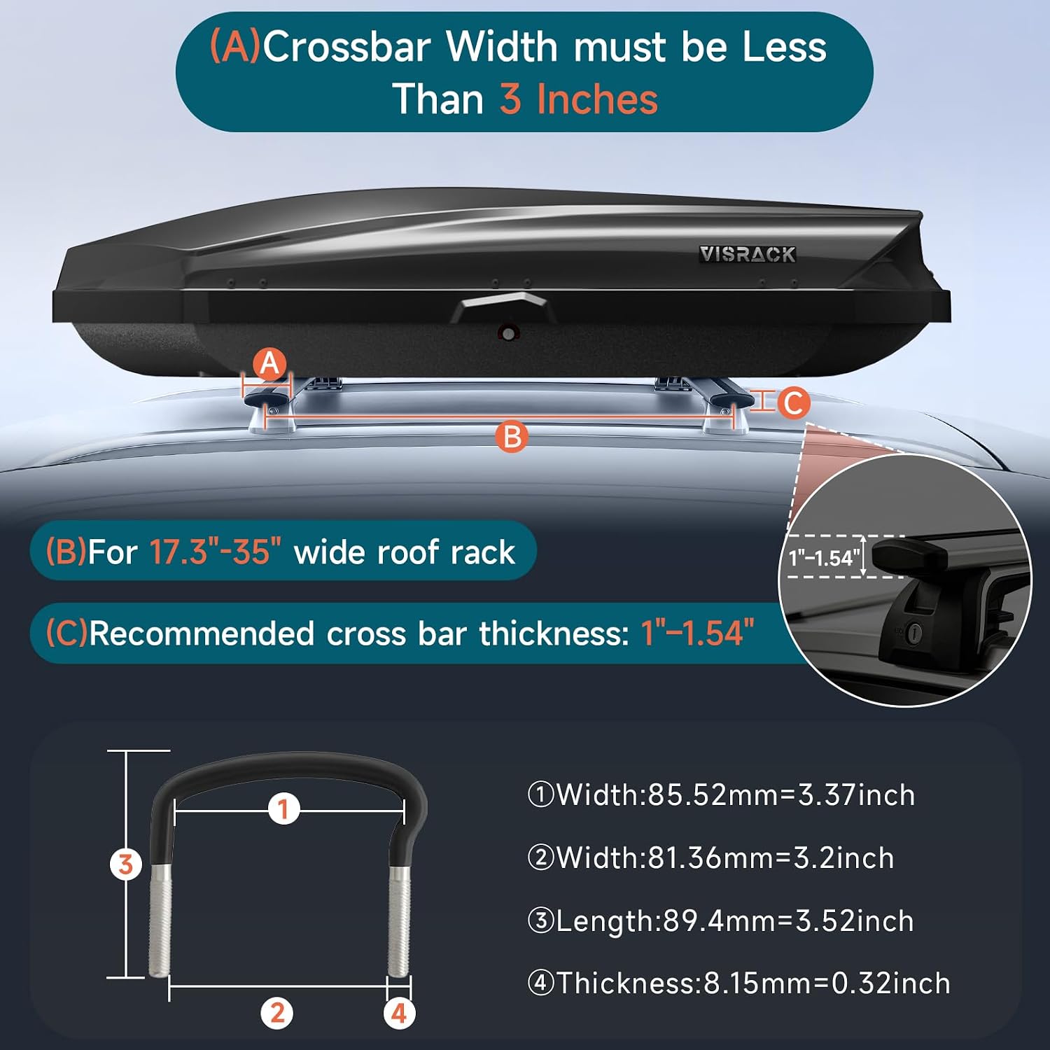 Rooftop Cargo Box,Rooftop Cargo Carrier Hard Shell with Security Keys, Waterproof Heavy Duty Roof Cargo Box, 70.08x34.57x14.53 Inches 21 Cubic Feet (Tool-Free Install) Black (B70)
