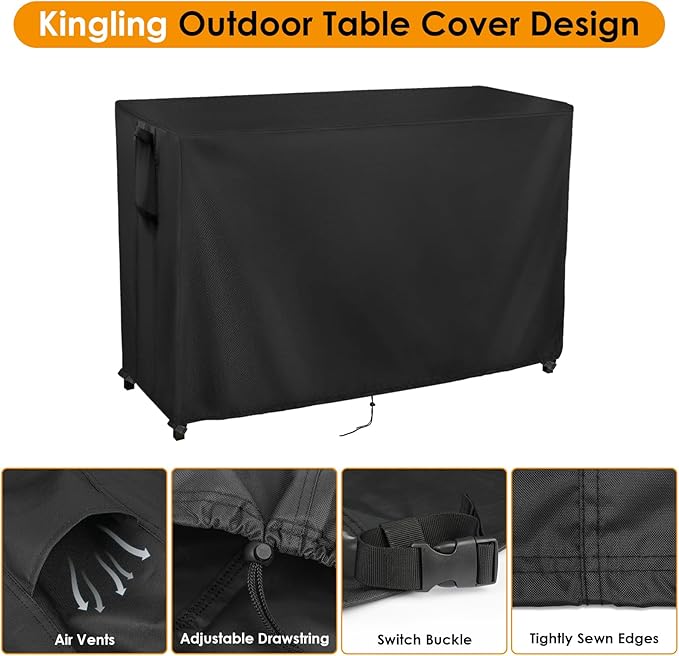 Kingling Outdoor Table Cover for Outdoor Bar Table, 78 Inch Waterproof Patio - Image 3