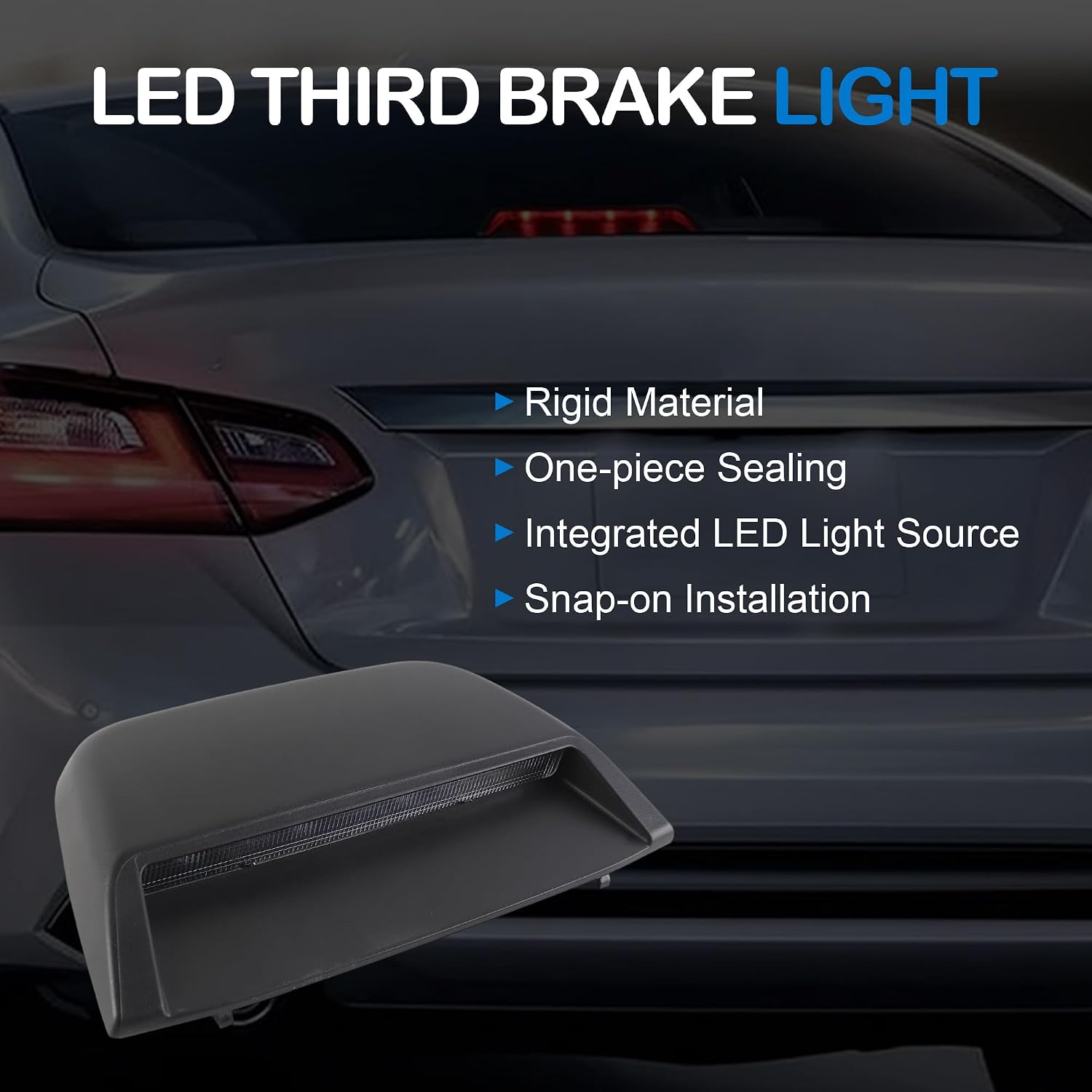 LED Third Brake Light Compatible with Nissan Altima Sedan 2013-2018 Rear Center High Mount 3rd Brake Light Stop Lamp Replace 26590-9HM1A 26590-3TS1A(Black)