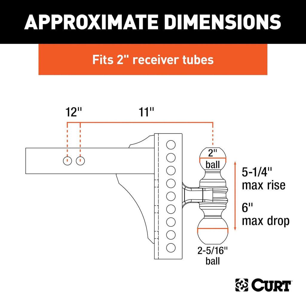 CURT Manufacturing 45900 Channel-Style Adjuastable Dual Ball Mount