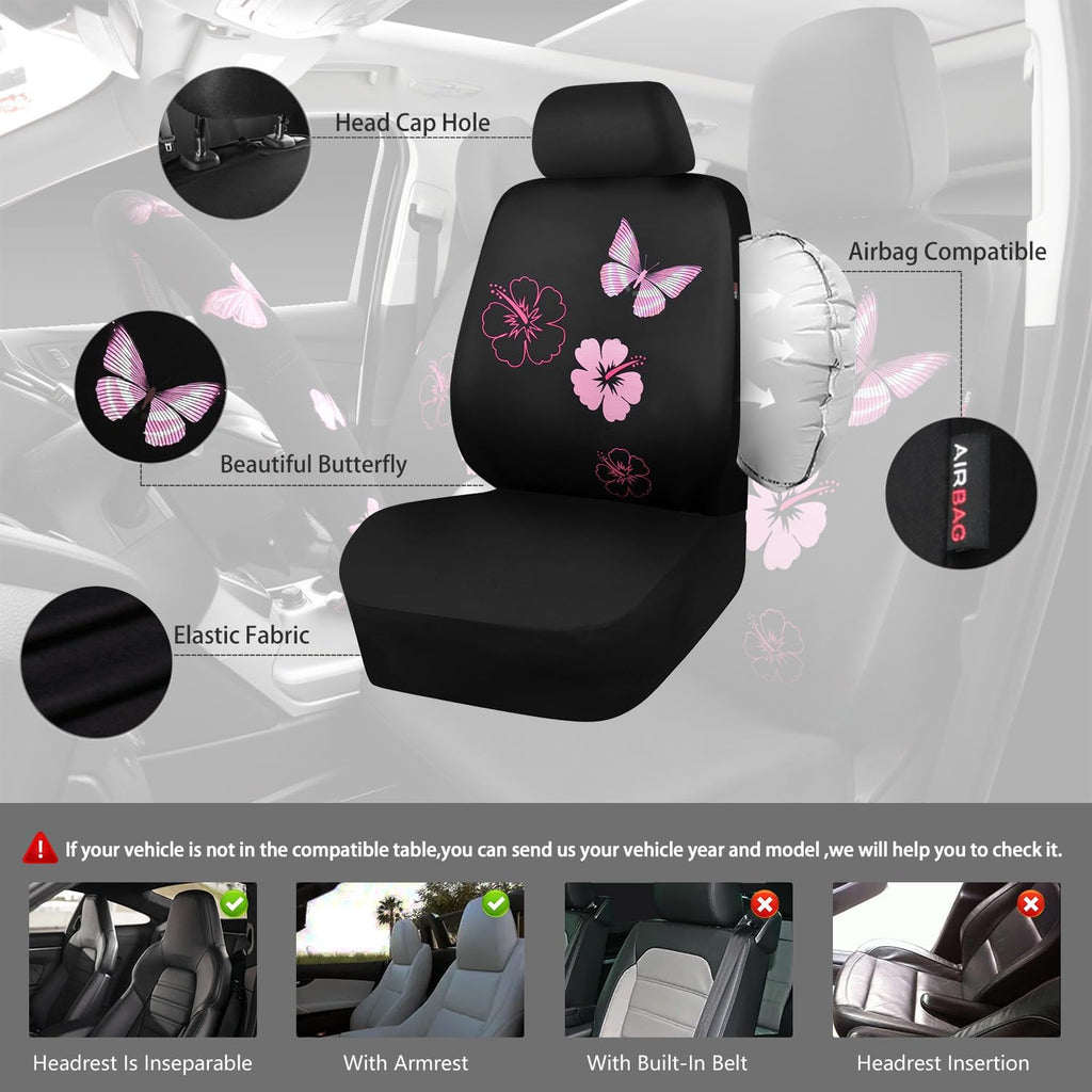 car pass universal cloth butterfly car seat covers showing dimensions