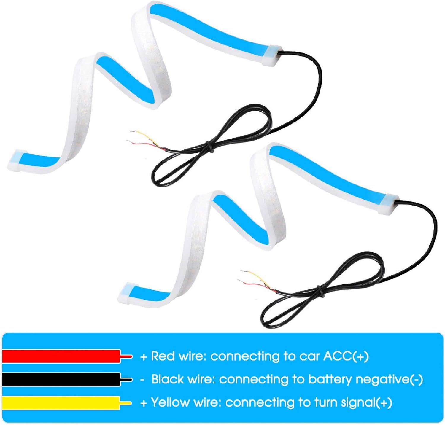 Flexible Led Light Strip, 2PCS 60cm Ultra Thin Car Soft Tube LED Strip DRL Daytime Running Light Turn Lamp