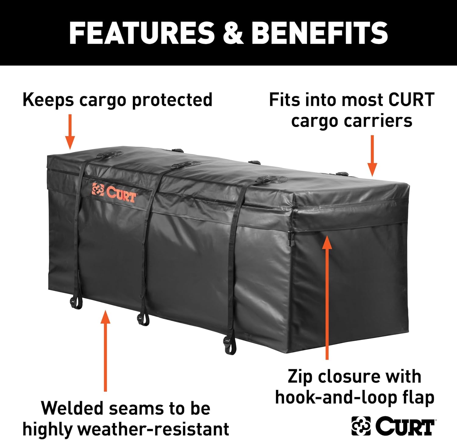 CURT 18210 Cargo Bag, Black Vinyl, 56-Inch x 18-Inch x 21-Inch