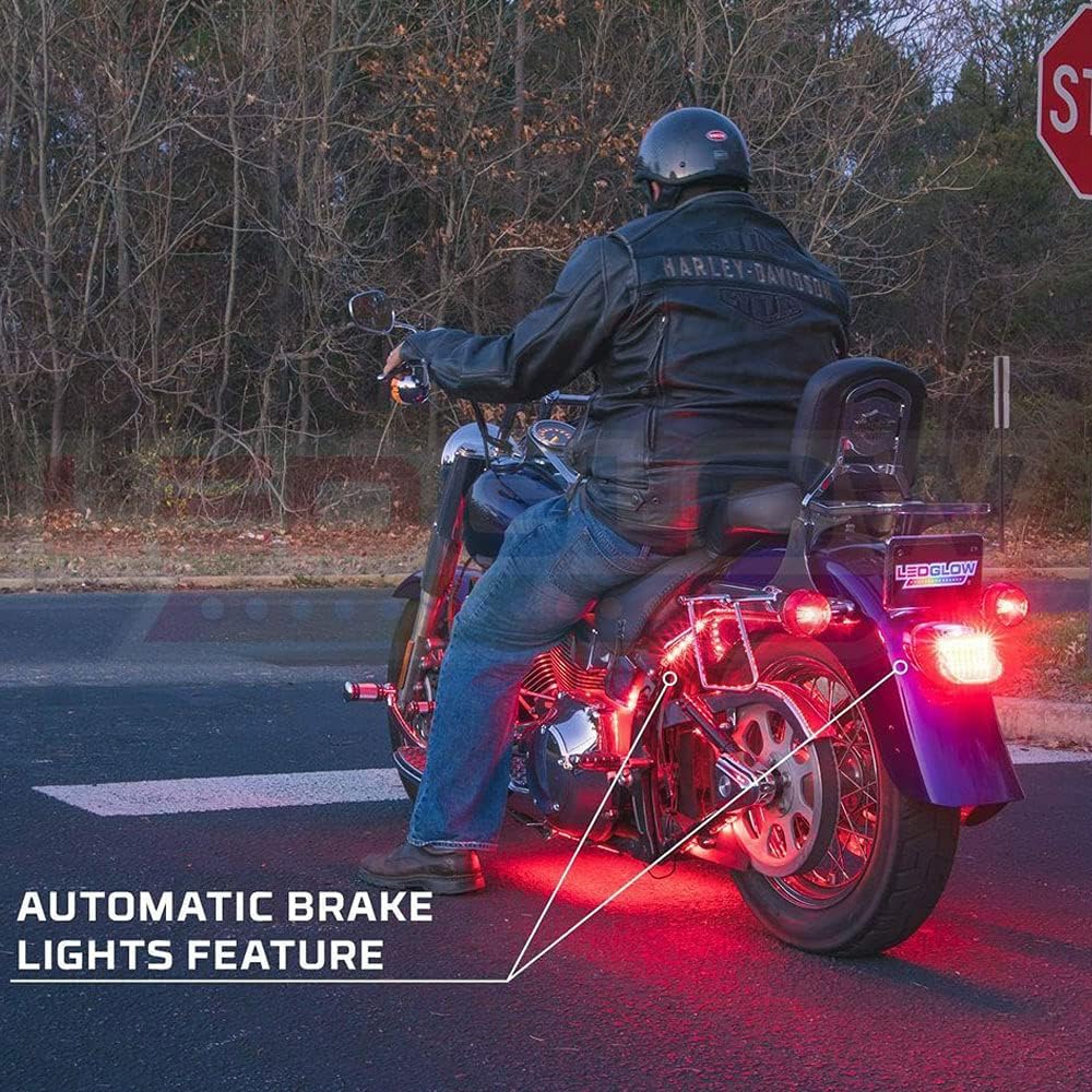 LEDGlow 8pc Advanced Million Color Mini LED Motorcycle Accent Underlow Light Kit - 15 Solid Colors - 6 Patterns - 4" Multi-Color Flexible Strips - Includes Waterproof Control Box & Wireless Remote