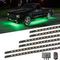 LEDGlow 6pc Green Flexible Truck Slimline LED Underbody Underglow Accent Neon Lighting Kit - 4 Unique Patterns - Water Resistant, Low Profile Tubes - Includes Control Box & Remote