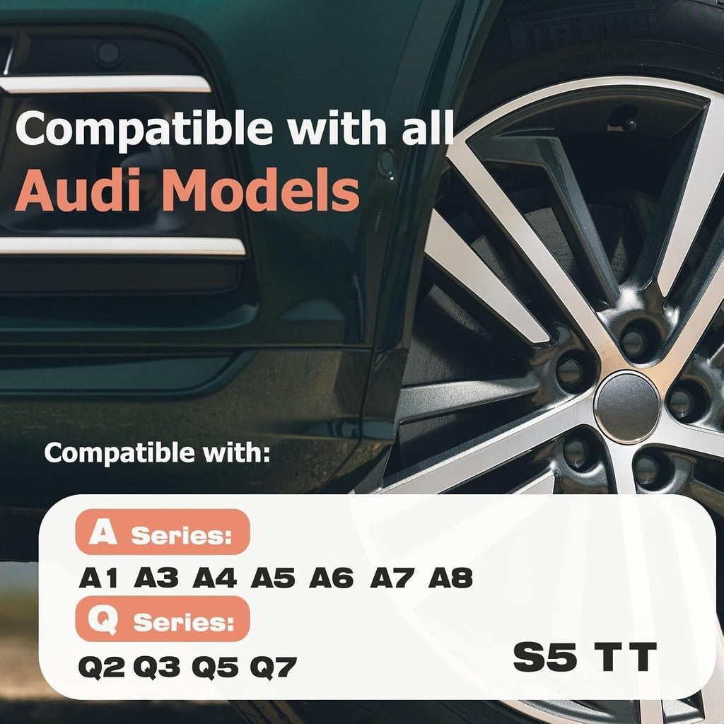 Lug Nut Covers (Wheel Bolt Caps) Complete Set - 24PCs + Removal Tool, Black - Replacement for Audi A1, A3, A4, A5, A6, A7, A8, Q2, Q3, Q5, Q7, S5, TT