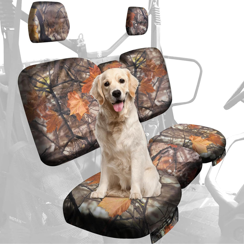 StarknightMT UTV Defender Seat Cover Compatible with Can Am Defender DPS MAX 6X6 PRO 2016-2025 Oxford Split Bench Seat Covers Accessories (Maple Leaf Yellow)
