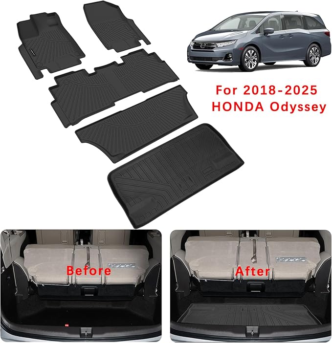 Floor Mats & Trunk Mats for Honda Odyssey 2018-2023 2024 2025, TPE All Weather - Image 2