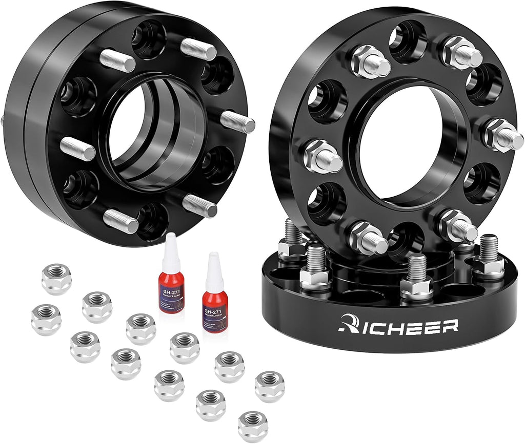 Richeer 6x5.5 Wheel Spacer for Silverado Sierra 1500, 1.25 Inch Hub Centric 6x139.7mm Wheel Spacers for Tahoe Sunurban Yukon Escalade Express 1500 with 14x1.5 Studs & 78.1mm Bore