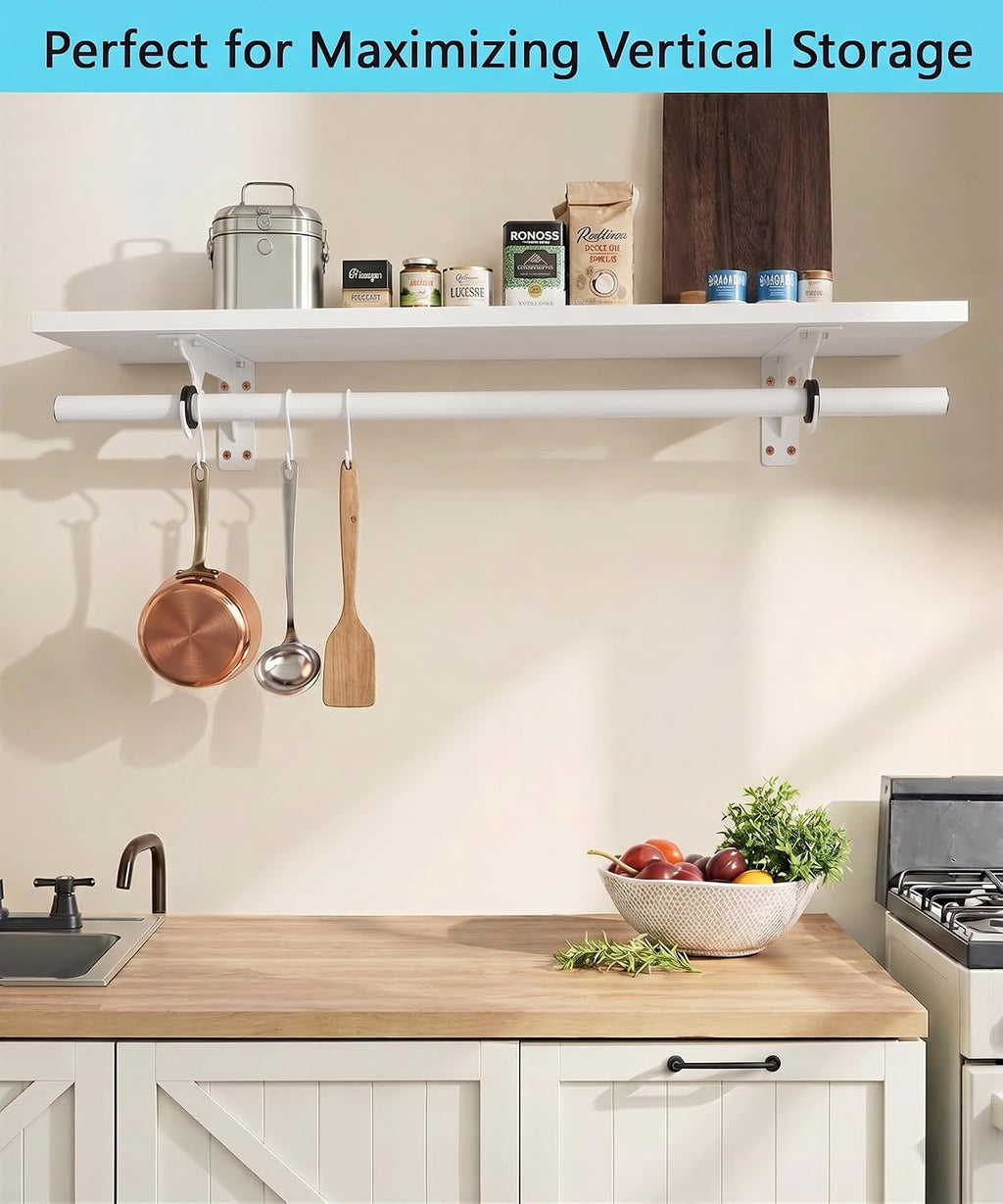 wall mounted clothes rack, with top shelf and, side view