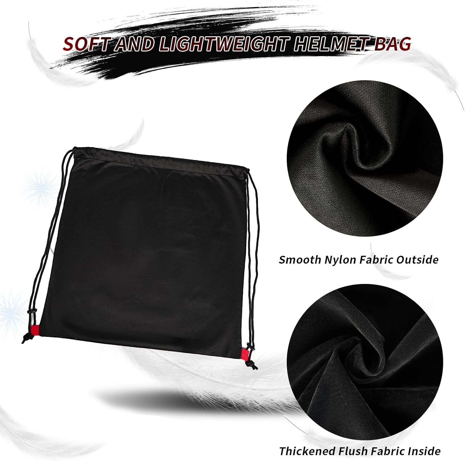 Motorcycle Helmet Bag, Drawstring Helmet Storage Bag Large Capacity For Ski Snowmobile Bicycle Welding Sports Riding Dirt Bike Motocross Cycling ATV UTV Helmet Lightweight (Black)