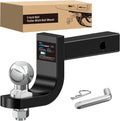 Nilight Trailer Hitch Ball Mount with 2-Inch Ball 1/2" Hitch Pin Clip Fits 1-1/4 Inch Receiver Square 2000 lbs 3-1/4"Drop Gloss Black Powder Coat