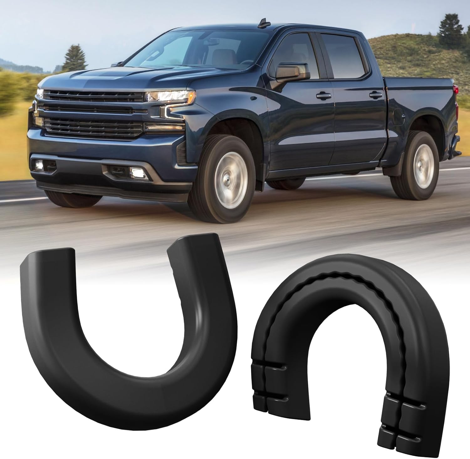 Extended Tow Hook Covers for Silverado 1500 2007-2026/GMC Sierra 1500 2007-2019, Tow Hooks Covers Compatible with Chevrolet Silverado 1500 Accessories Black (Not fit Verticle Tow Hooks)