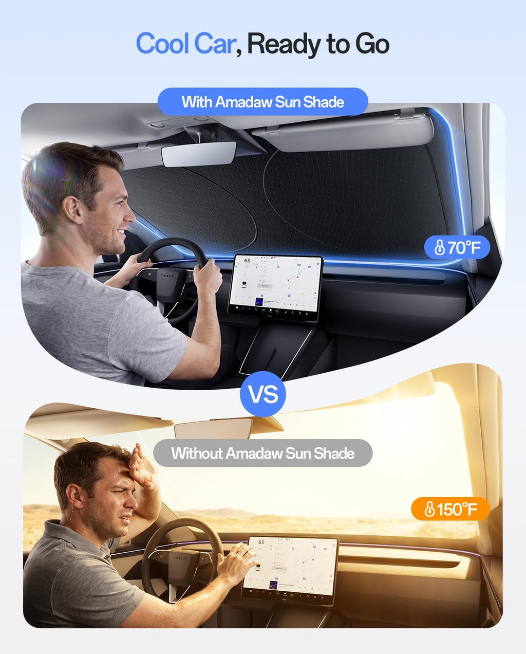 SUV Windshield Sun Shade for Explorer,Pilot,X5,Expedition,Telluride,Atlas,Mach-E & More | Multi-Layer UV Block & Heat Insulation | Keeps Car Cool & Protects Interior, M(64" L x 32" W)