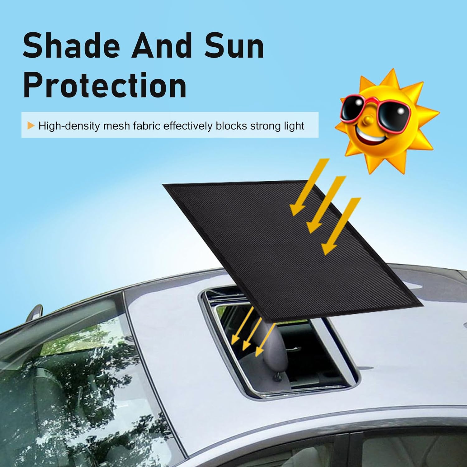 Car Sunroof Net, Breathable High-density Mesh Sunroof Cover, Portable Adsorption Car Roof Sunshade, Universal Sun-proof Exterior Accessories (Black)