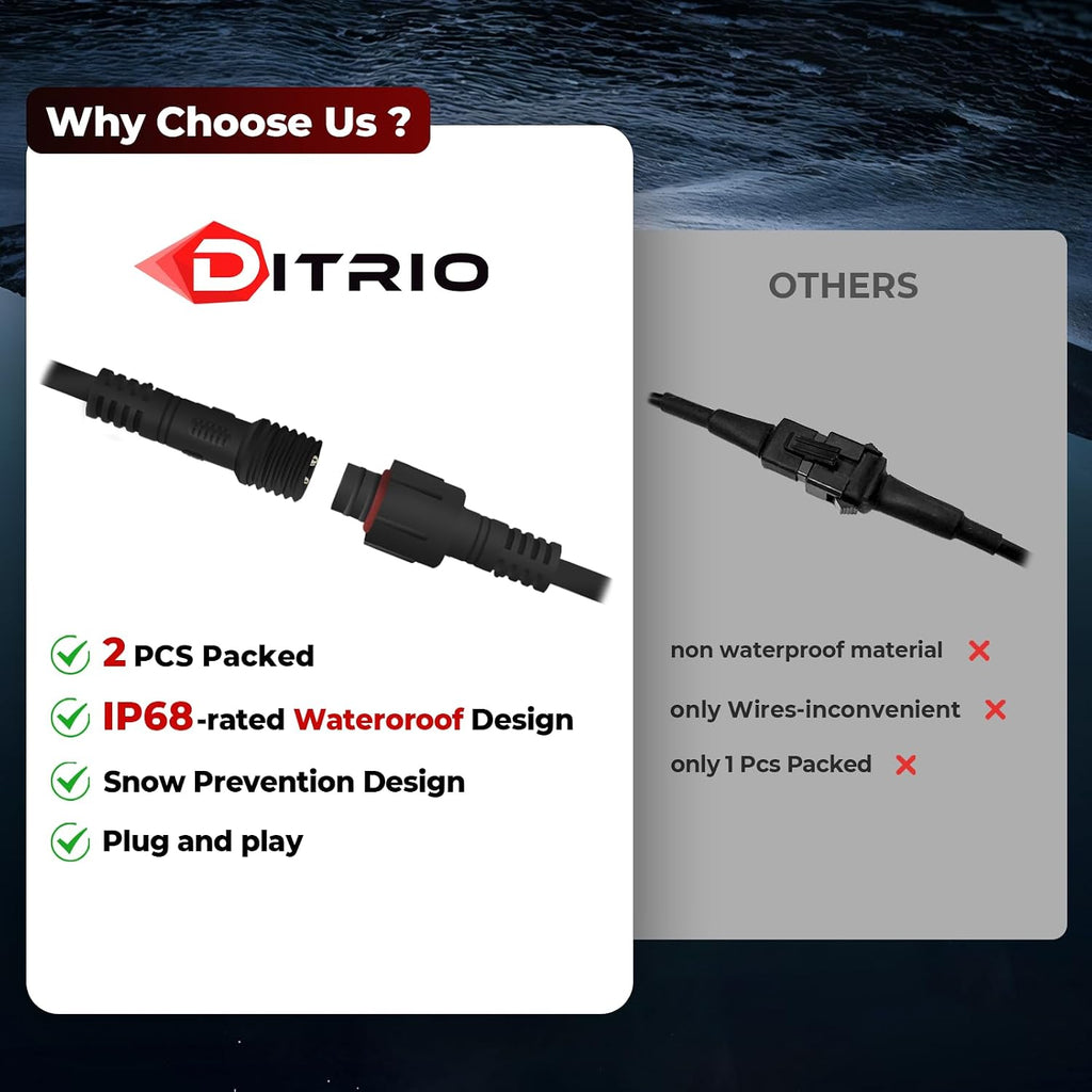 DITRIO 4PCS 4FT 3 Pin Extension Cable for RGB Underglow Rock Light Kits Compatible with Cars, Trucks, Motorcycles, Cars, ATVs，Design for DITRIO Rock Lights