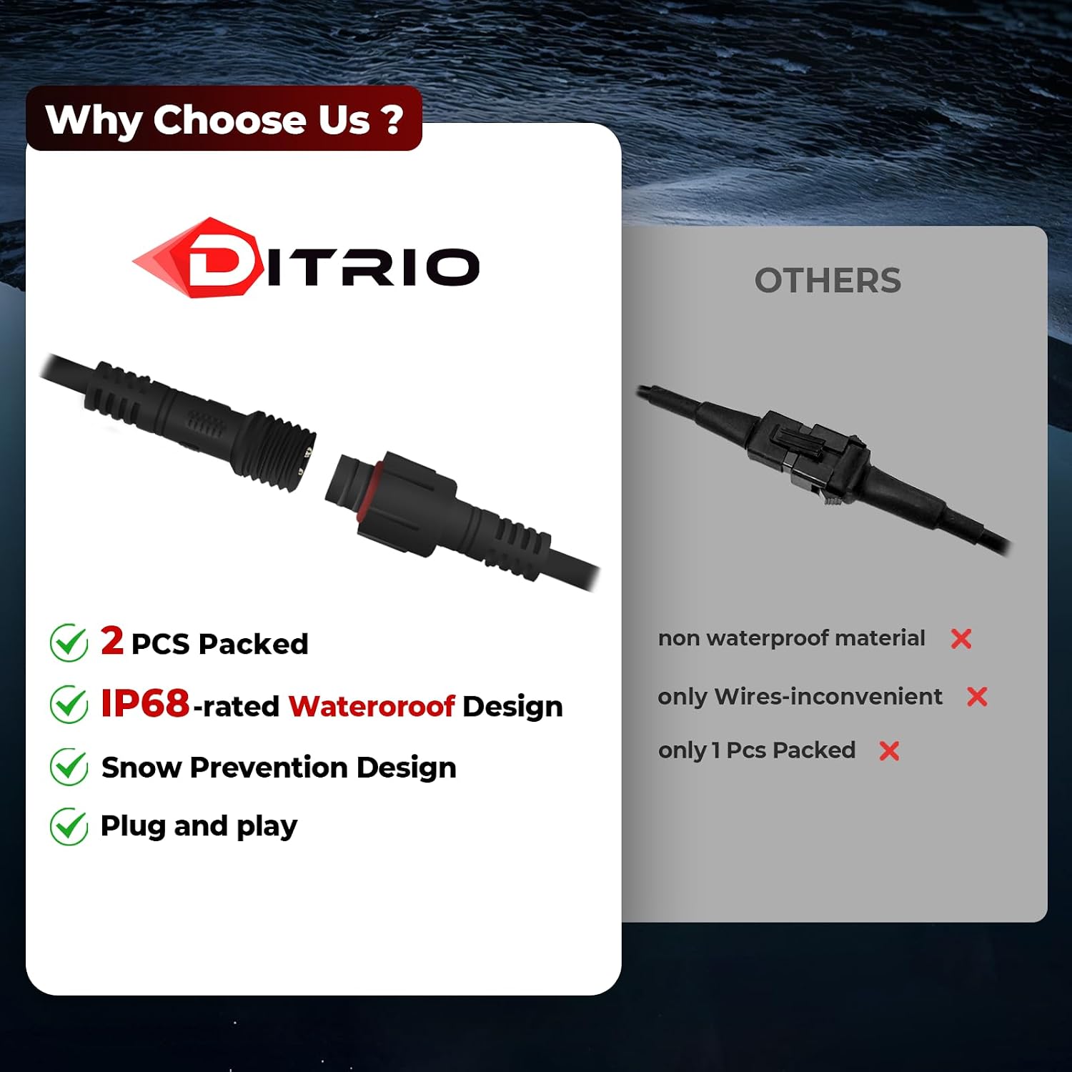 DITRIO 4PCS 4FT 3 Pin Extension Cable for RGB Underglow Rock Light Kits Compatible with Cars, Trucks, Motorcycles, Cars, ATVs，Design for DITRIO Rock Lights