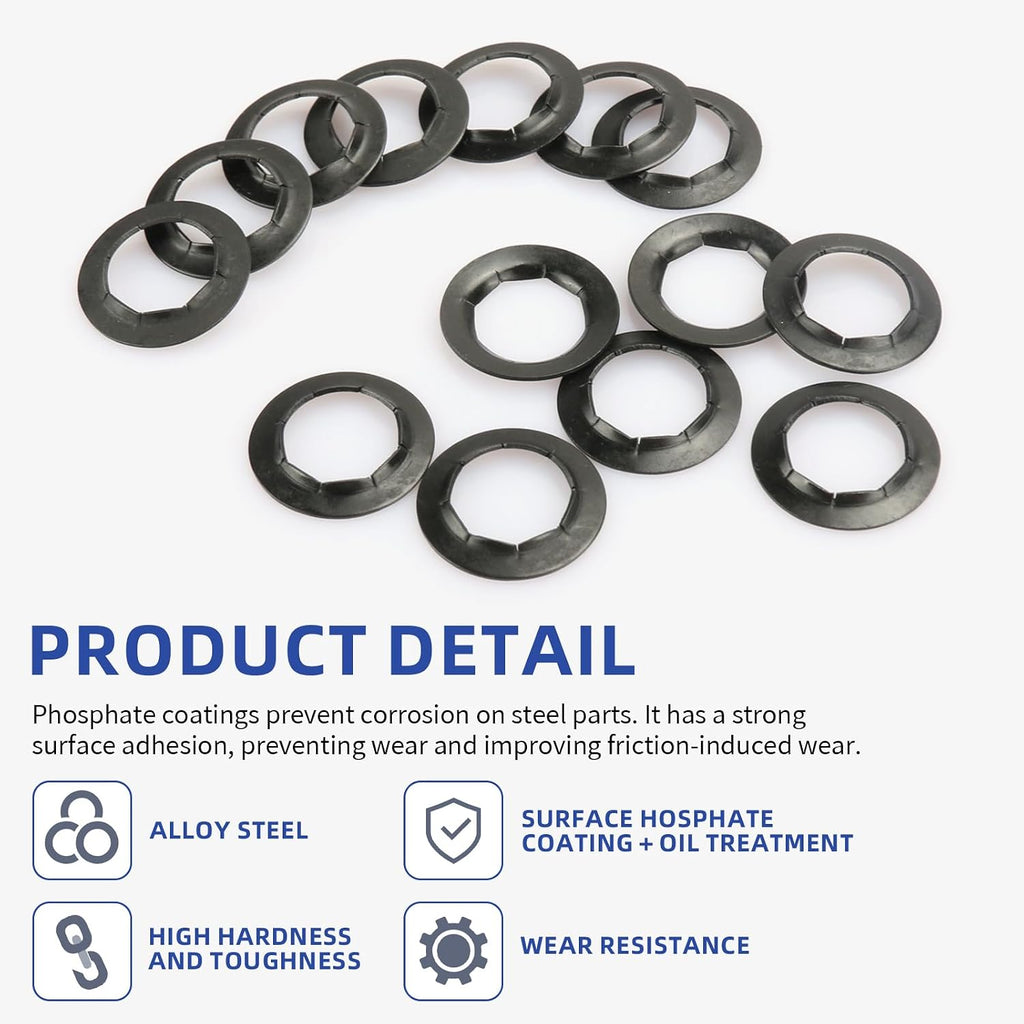 Dolly Wheel Lock Washer Replacement for Hard-to-Find Push-On Pushnuts, 5/8" Push Nut Locking Washer Fit for Hand Truck 5/8" Axle Rod Push, Phosphate + Oil, 20 Pcs.