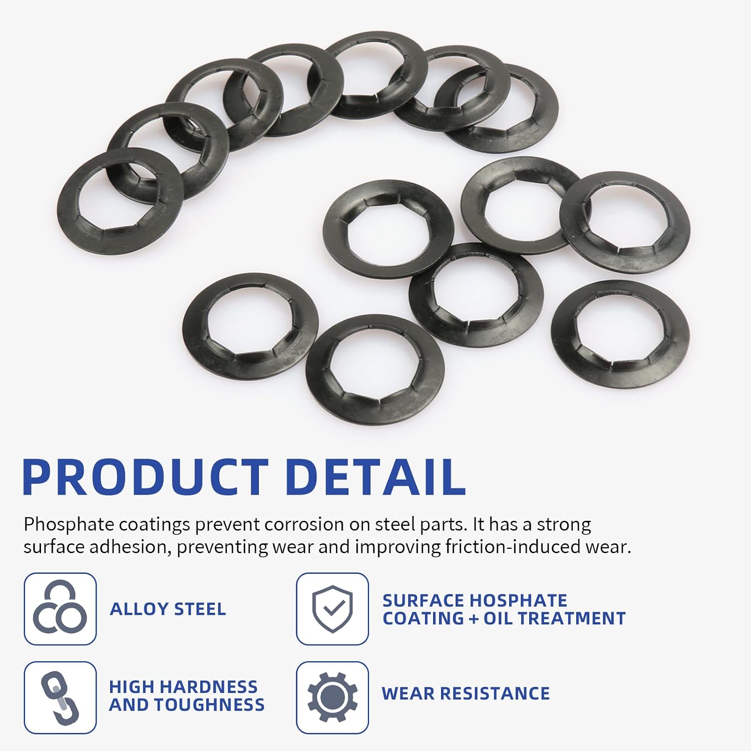 Dolly Wheel Lock Washer Replacement for Hard-to-Find Push-On Pushnuts, 5/8" Push Nut Locking Washer Fit for Hand Truck 5/8" Axle Rod Push, Phosphate + Oil, 20 Pcs.