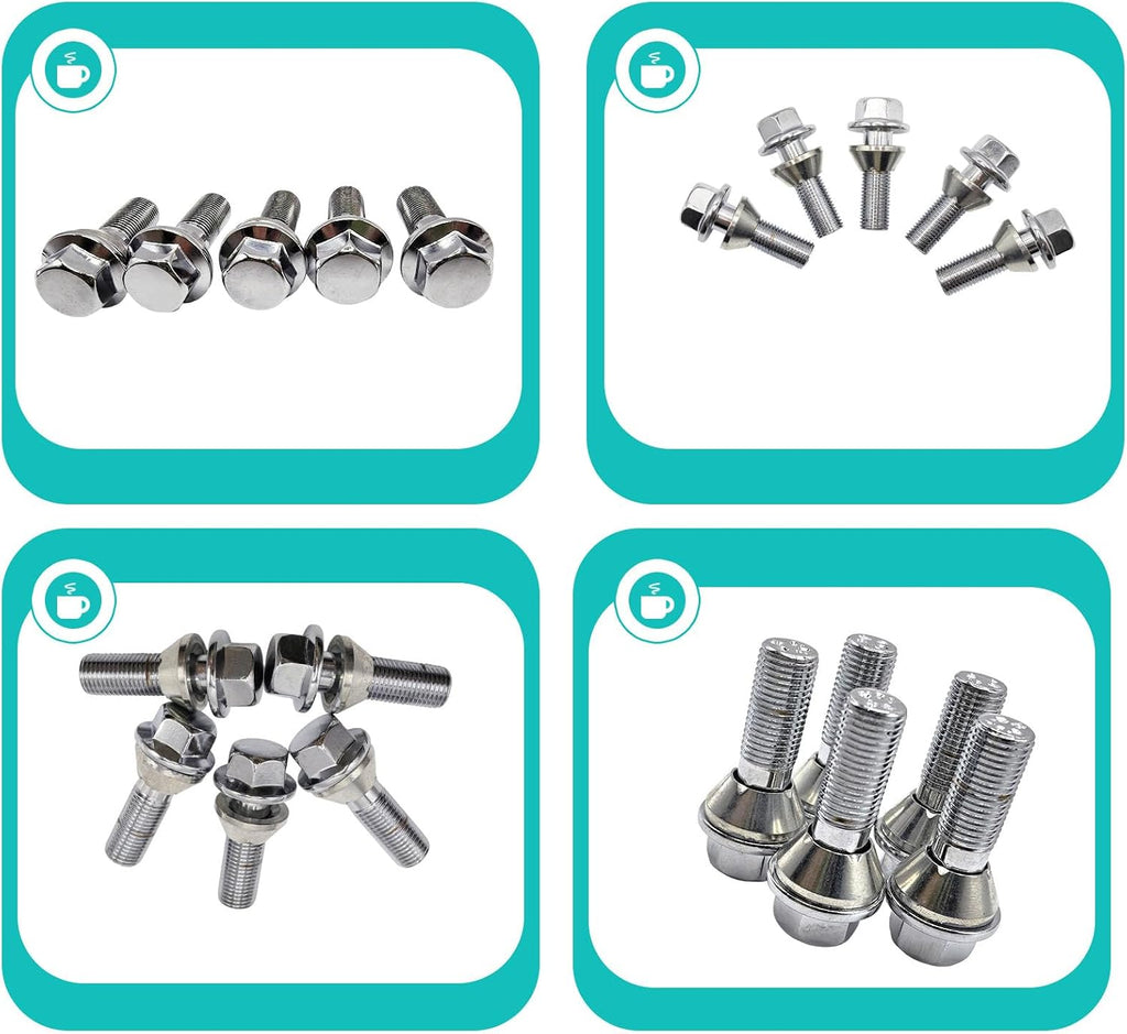 M14x1.5 Wheel Lug Bolts Nuts Hub for Volvo S60 2011-2018 5pcs | 31423735, for Volvo S60 2019-2020 for Volvo S80 2015-2016 for Volvo S90 2017-2020