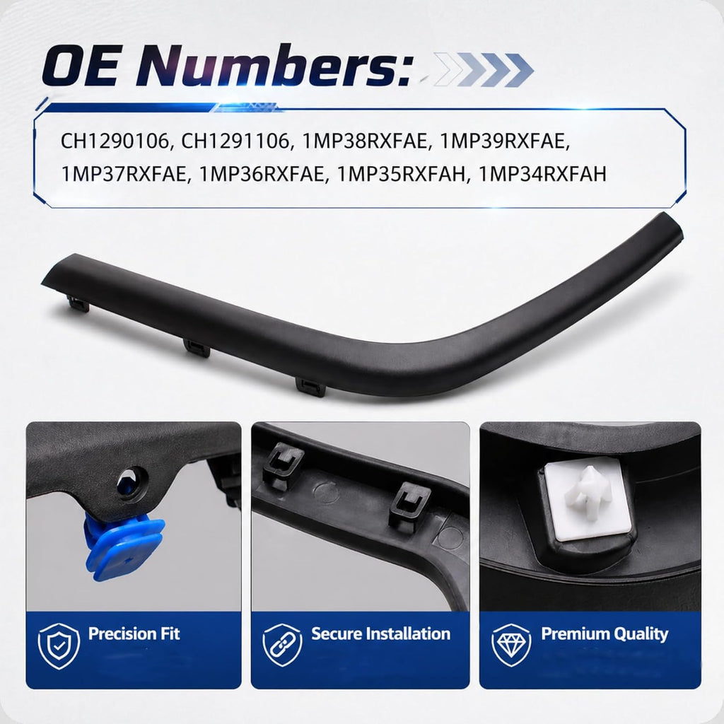 6Pcs Front Wheel Arch Fender Flares Compatible With Jeep Grand Cherokee 2011-2016, Fender Molding Trim Full Set, OE CH1290106 CH1291106 1MP38RXFAE 1MP39RXFAE
