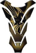 Resin Bike Motorcycle 3D Stickers Compatible with Honda Hornet Gold. Tank Protector Protection from Bumps and Scratches. Resin Stickers – Black and Gold - Made in Italy
