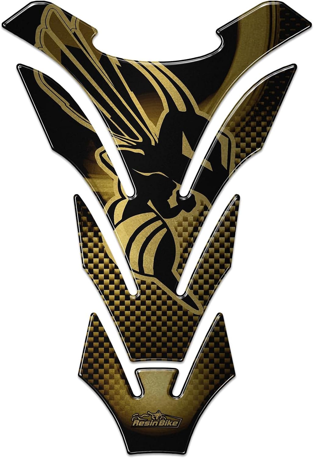 Resin Bike Motorcycle 3D Stickers Compatible with Honda Hornet Gold. Tank Protector Protection from Bumps and Scratches. Resin Stickers – Black and Gold - Made in Italy