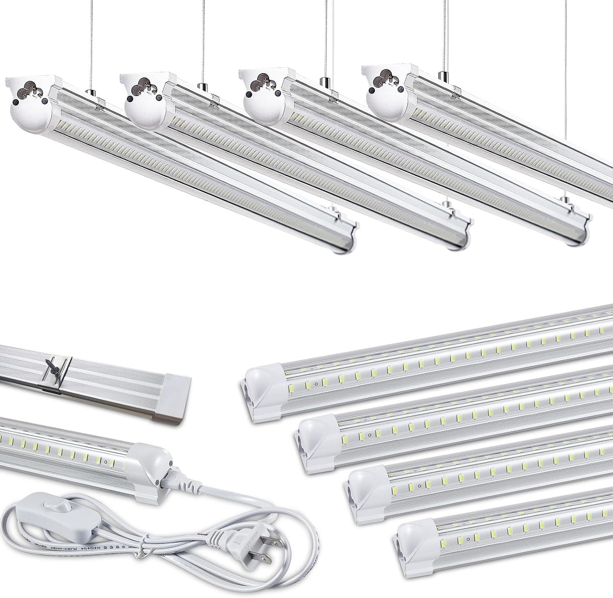 8Pack 8FT LED Shop Light Garage Light, 100W 6000K White Light 15000LM Super