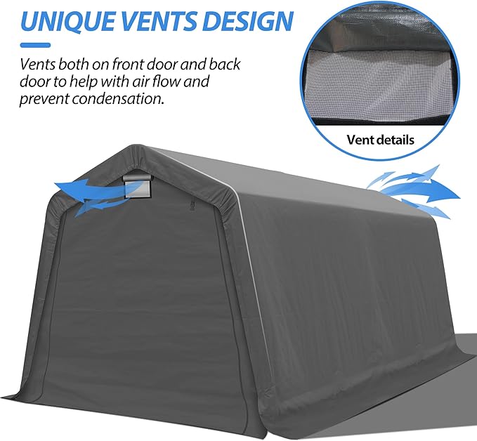 8' x 14' Outdoor Storage Shelter Shed, Portable Storage Shed Heavy Duty - Image 5