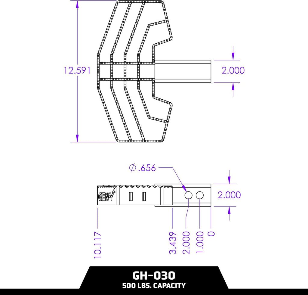 GEN-Y Hitch Serrated Hitch Step for 2-Inch Towing Receiver, Up to 500 LB Load Capacity with Serrated No Slip Surface, Textured Powder-Coat Finish, Black