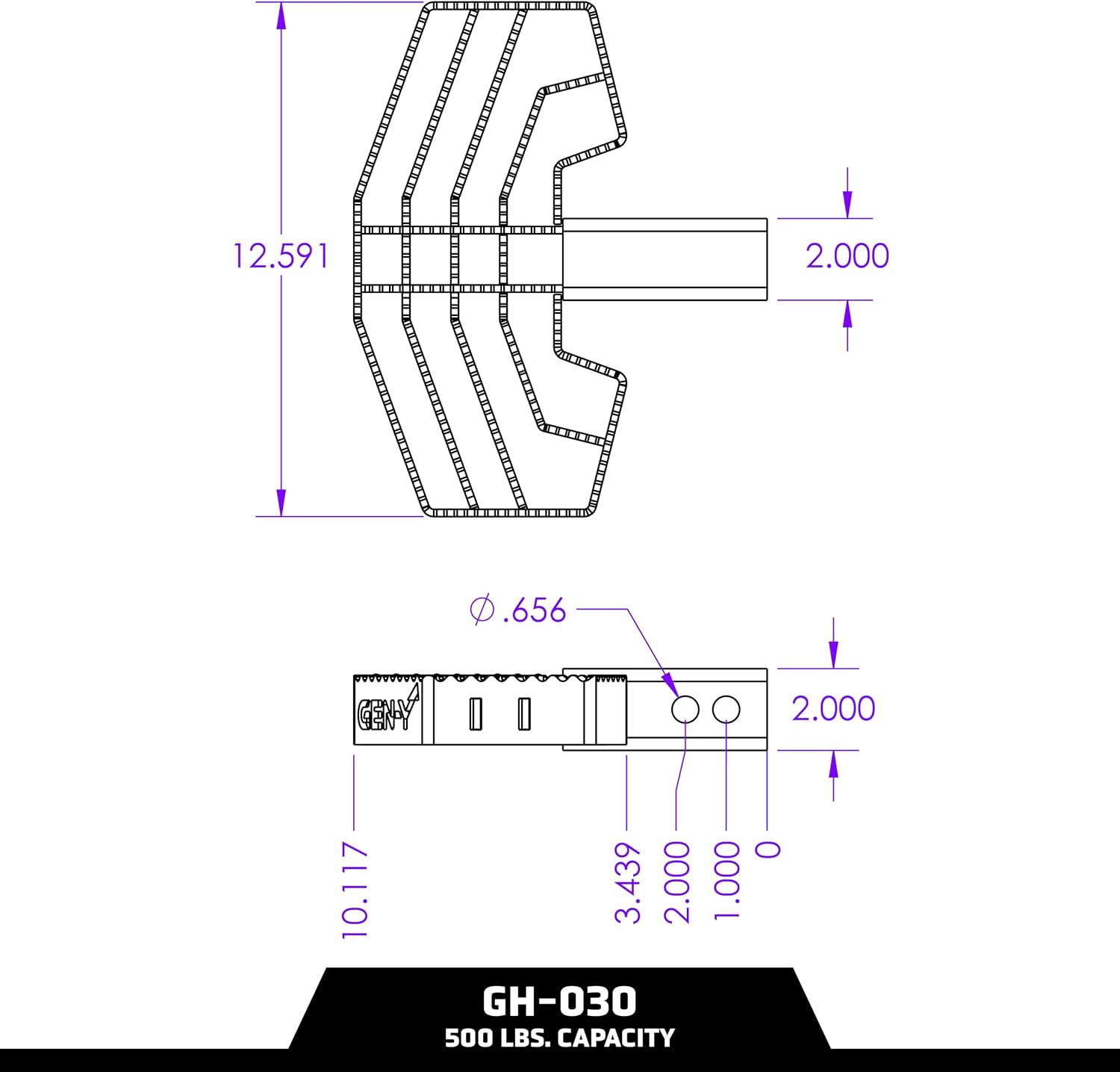 GEN-Y Hitch Serrated Hitch Step for 2-Inch Towing Receiver, Up to 500 LB Load Capacity with Serrated No Slip Surface, Textured Powder-Coat Finish, Black