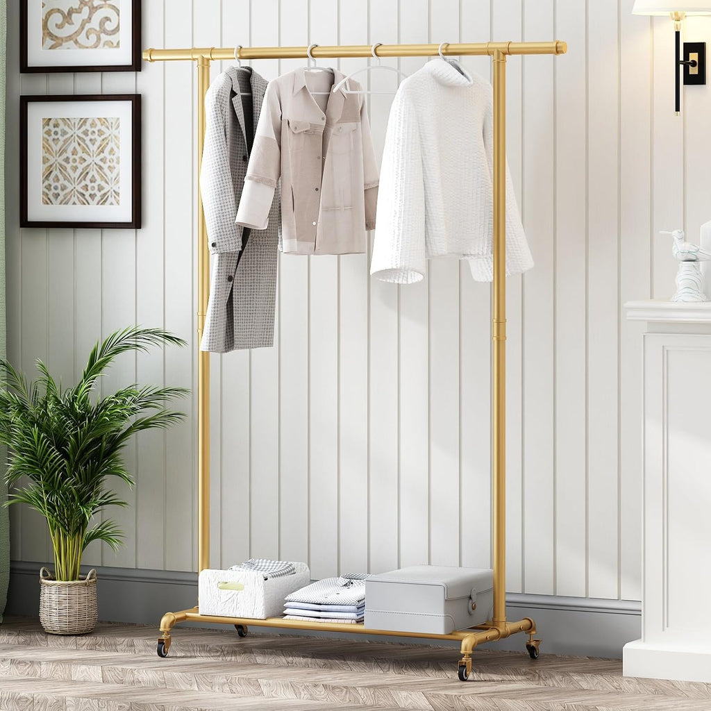 industrial pipe clothing rack, heavy duty metal clothes, main product view