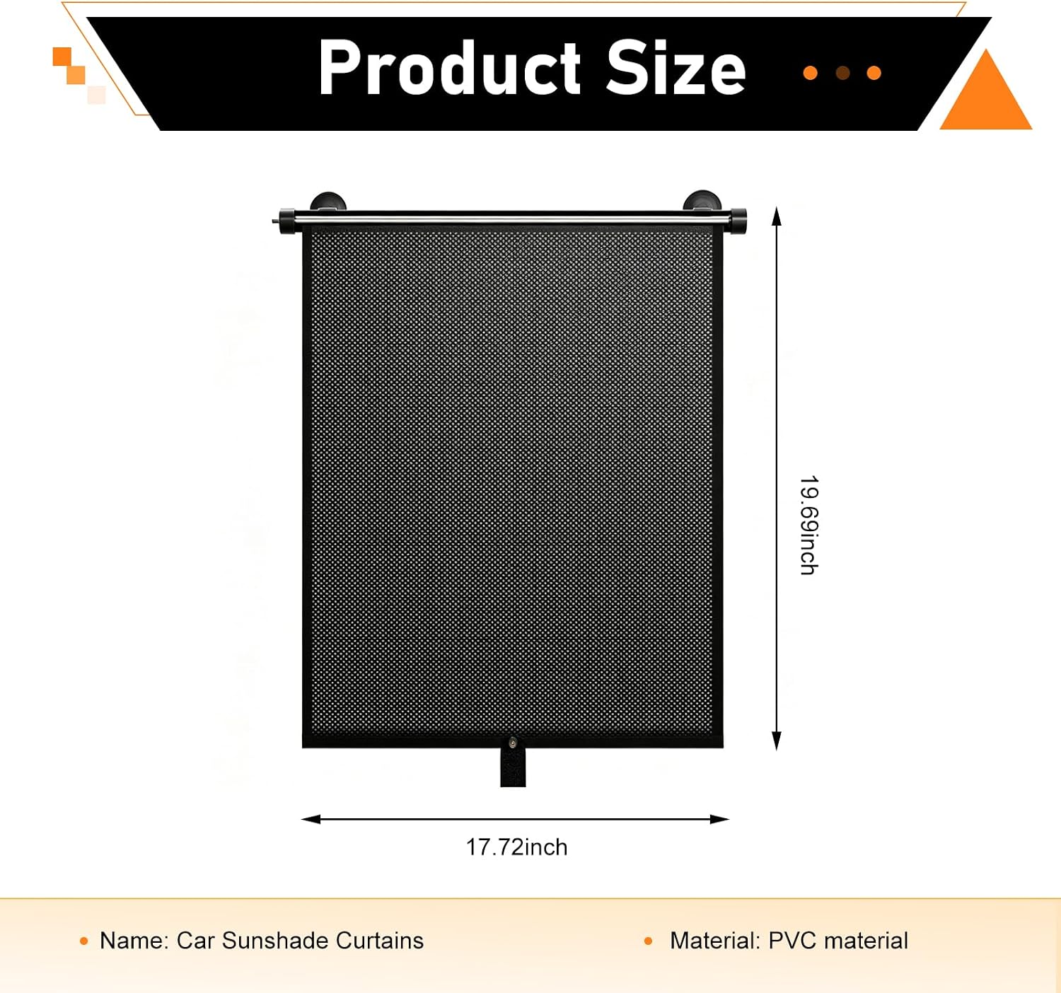 2 PCS Car Side Window Sun Shade, 17.7'' x 20'' Retractable Roller Car Window Shade with Suction Cups, Blocks Heat and Glare Protection Vehicle Sun Shades, Fit for Cars SUV Truck