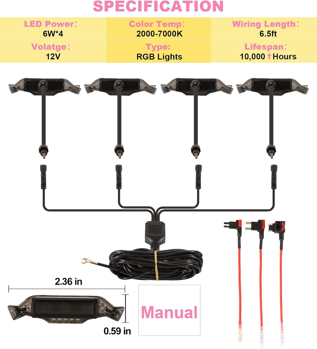 Grill Lights for Jeep Wrangler JL JLU Front Bumper Grille LED Running Marker Lamp Accessories (RGB, 2018-2023)