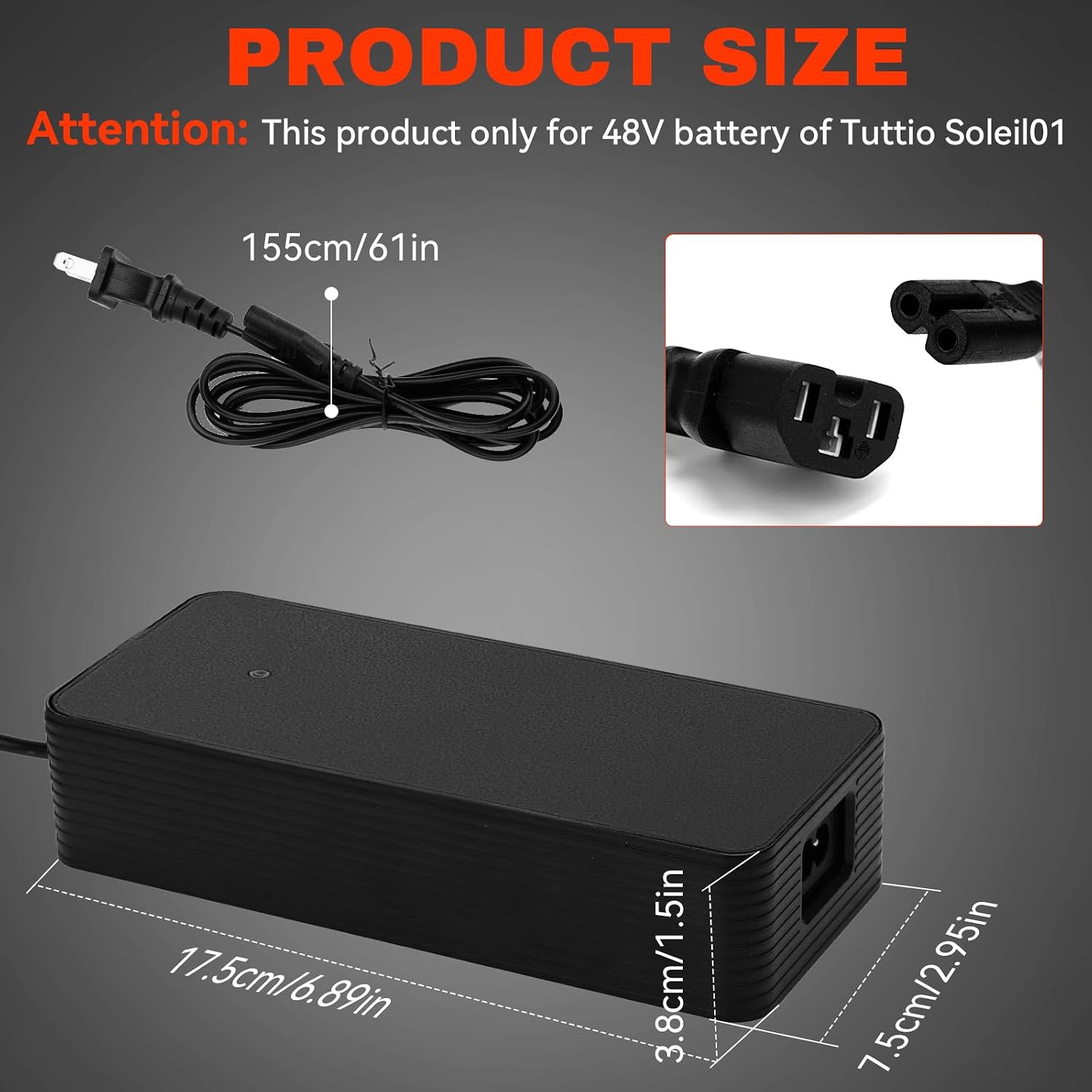 JERBOR 54.6V 2A Battery Chargers for Tuttio Soleil01 Drit Bike, 48V Charger Power Supply Adapter with UL Certification for Tutto Tutti Soleil01 Electric Bike