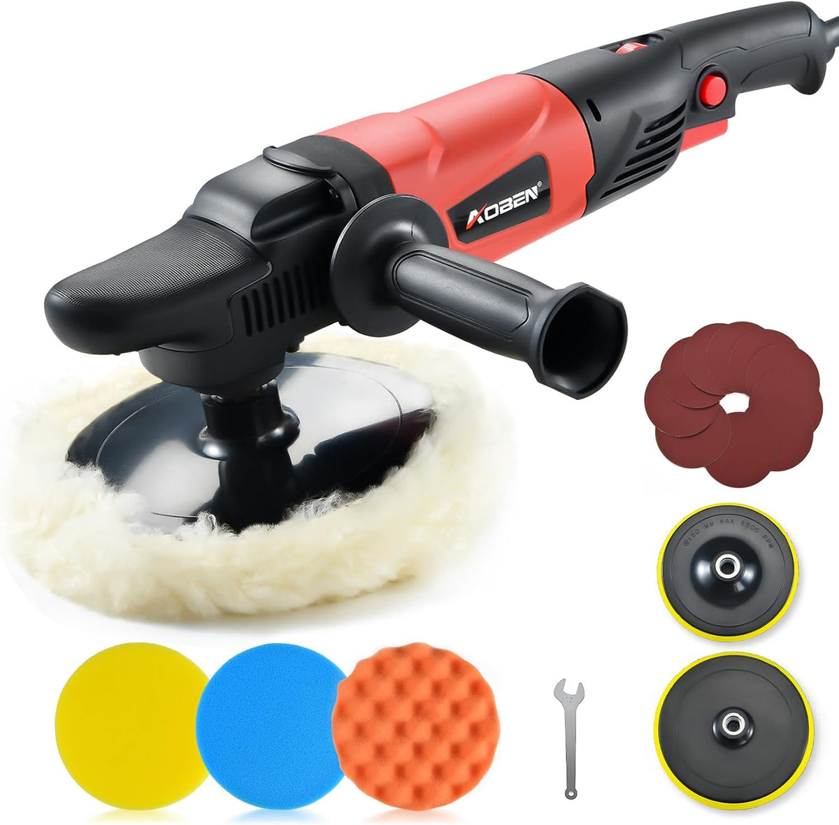 AOBEN Rotary Buffer Polisher, 1200W 6-inch/ 7-inch Car Buffer, Car Polisher