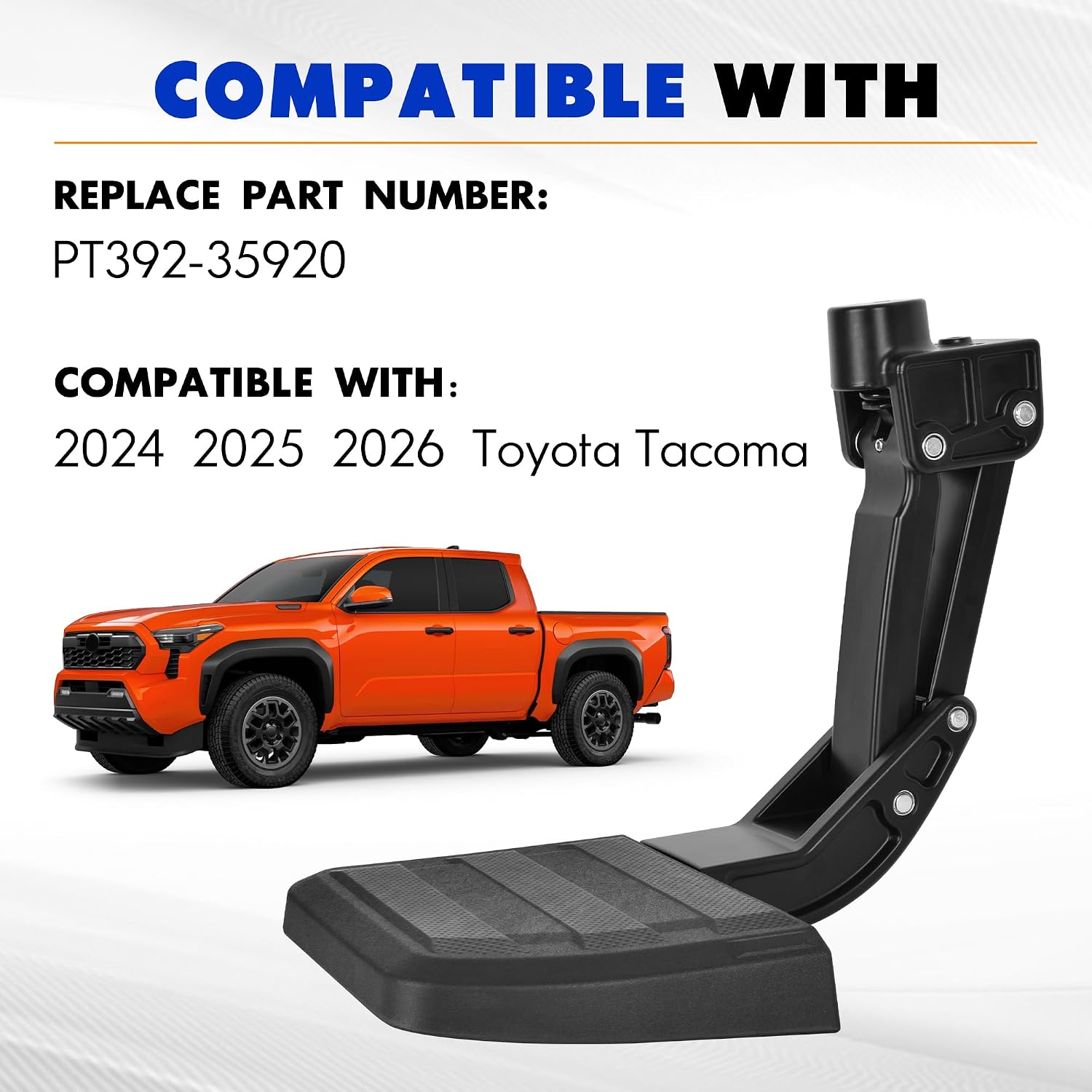ASOPARTS Rear Bed Step Aluminum Upgraded Compatible with Toyota Tacoma 2024 2025 2026 Retractable Bumper Tailgate Step Foldable Pickup Bedstep 4th Gen Accessories Replace # PT392-35920