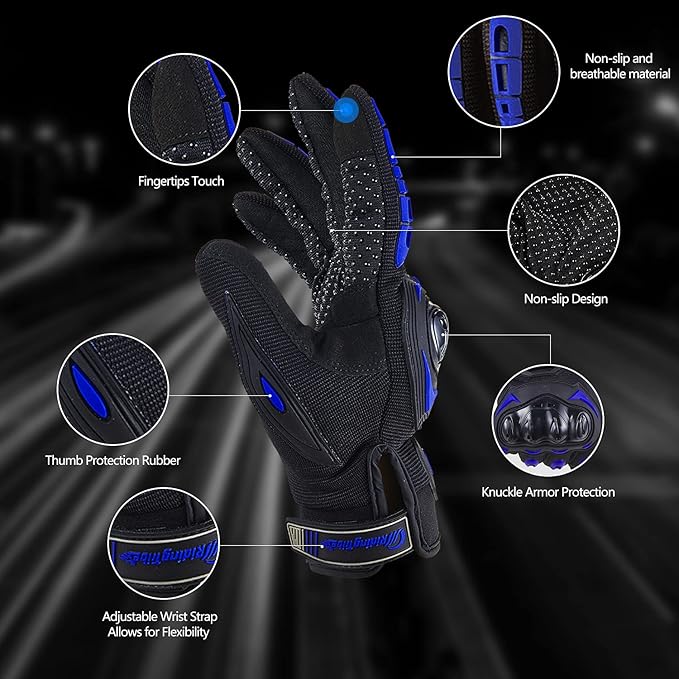 Motorcycle Gloves for Men and Women Full Finger Touchscreen Mountain Dirt Bike - Image 2