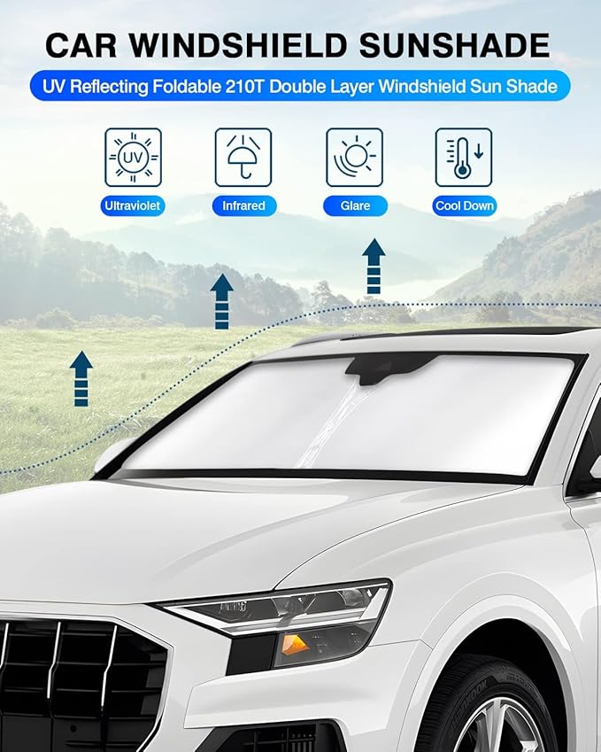 KUST Windshield Sun Shade for Audi Q8 2019-2023 2024 2025 2026 Window Shade Sun - Image 2