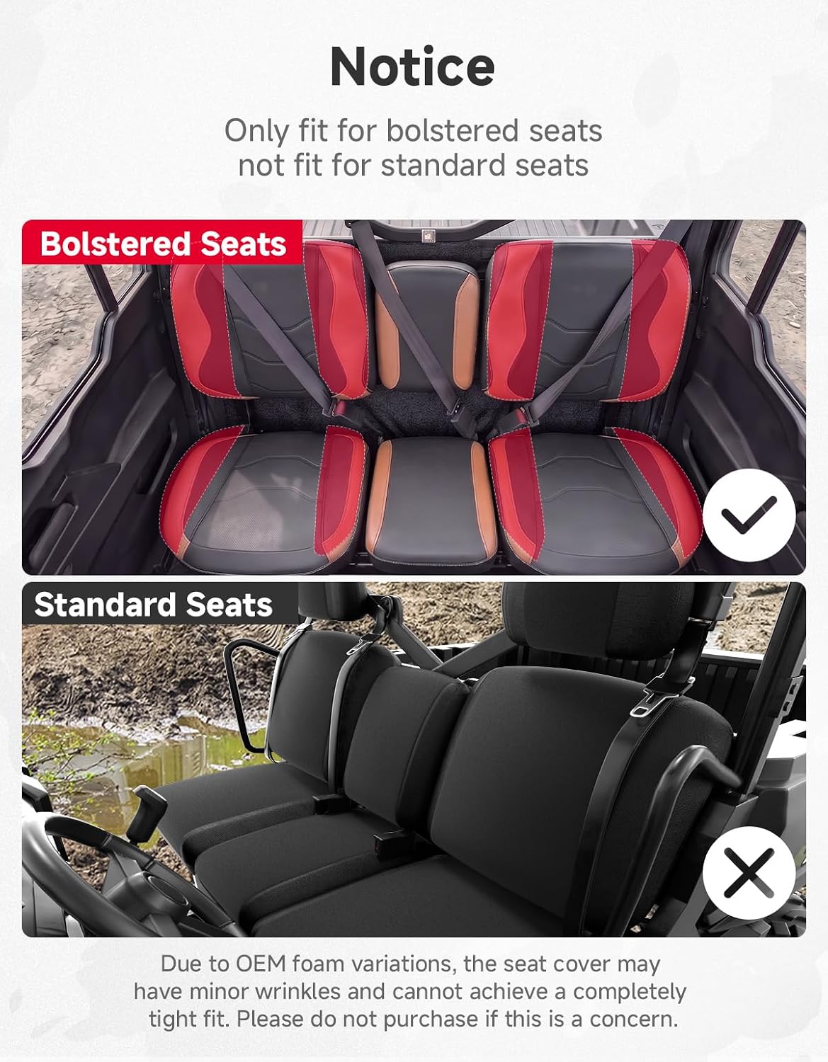 KEMIMOTO Seat Covers Black Compatible with Can Am Defender X MR/XT/Limited- Water-Resistant, 1680D Oxford Fabric, Zipper Pocket, Bolstered Seats Split Bench Only