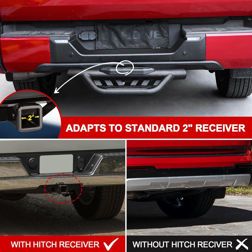 Double Layer Tow Hitch Step for 2" Hitch Receiver, Carbon Steel with Dual-Stage Black Powder Anti-Slip Trailer Hitch Step Universal Fit for Trucks SUV Car Van