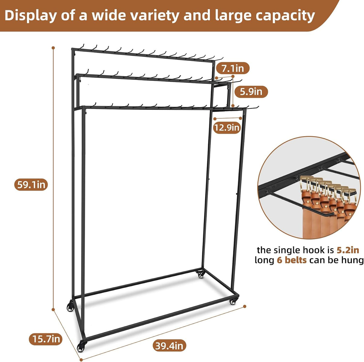 belt rack,belt display organizer,retail rack for belts ties, view 9