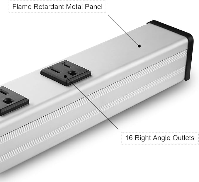 16 Outlet Plugs Heavy Duty Metal Power Strip, Aluminum Workshop Socket - Image 6