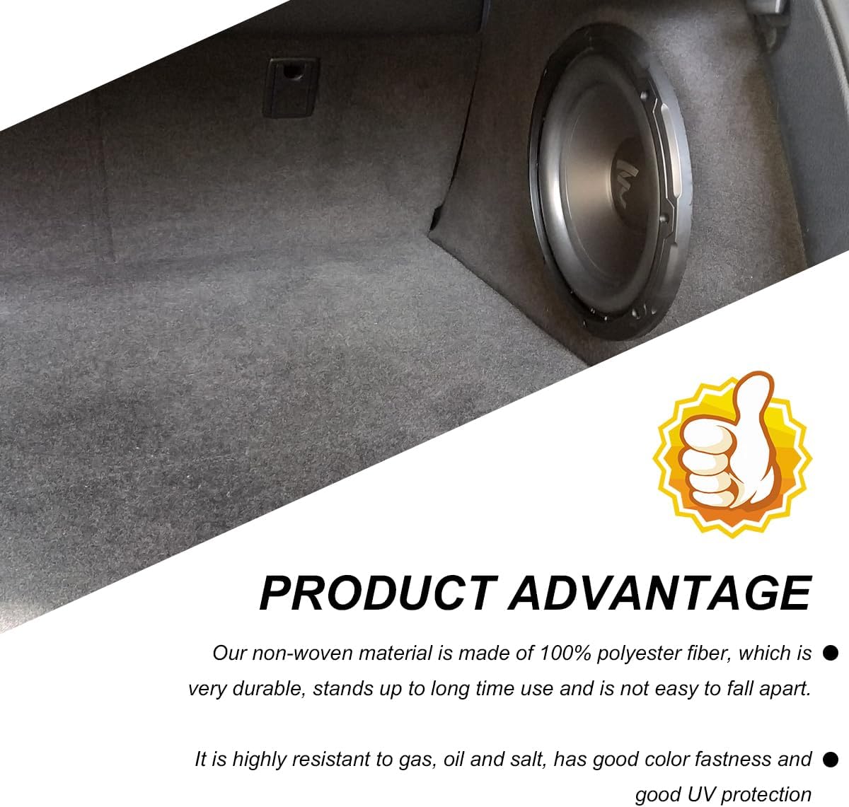 78"x26" Underfelt Carpet for Car, Waterproof Felt Fabric Auto Subwoofer Speaker Carpet Liner, Wear Resistant Interior Carpeting Covers for Truck RV Boat Marine, Car Accessories