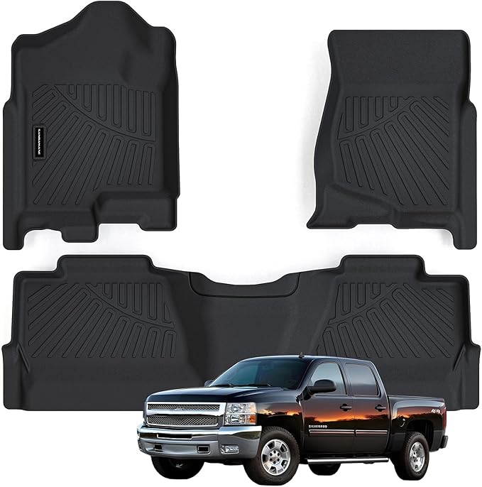Floor Mats for 2007-2013 Chevy Silverado & GMC Sierra 1500 Crew Cab 2007-2014 by SANBAN-AXE