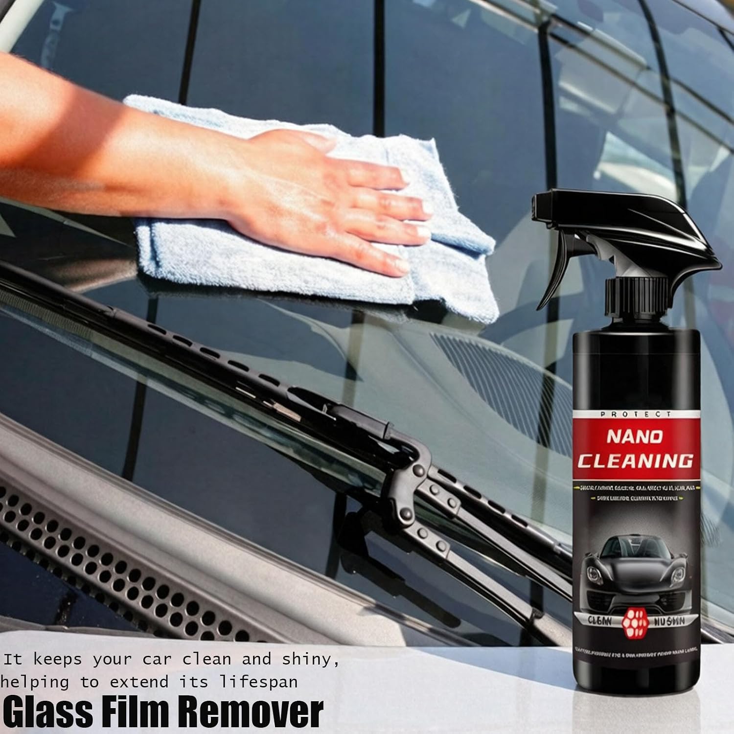 Car Glass Oil Film Remover: Removes oil films and stains， to improve windshield clarity， Suitable for car windshields and windows (3, 300ML)