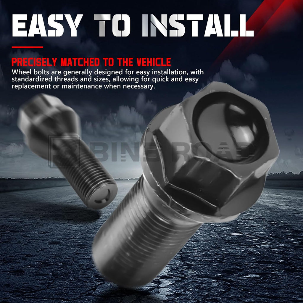 Wheel Lug Bolt M12×1.5 Black Compatible with BMW 1 3 5 X Z Series Mini E46 325 E90 E39 E60 E53,5Pcs (Replaces 36136781150)
